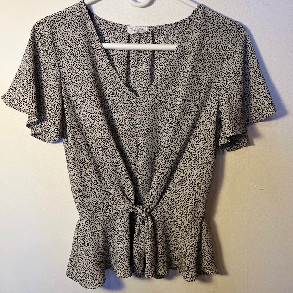 Sienna Sky Black and White Flutter Sleeve Blouse